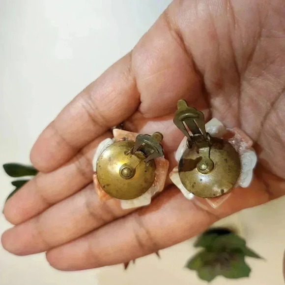 Vintage-Mother‎ of Pearl Clip on earrings - Picture 3 of 3